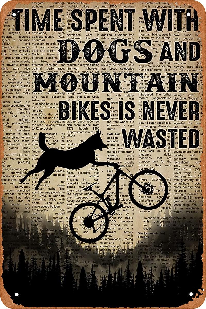 Metal Vintage Tin Sign Decor T - Mountain Biking With Dog ulasan dan harga