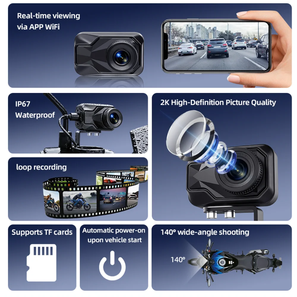 Motorcycle DVR 2K HD WiFi & AP - Mountain Biking Images ulasan dan harga
